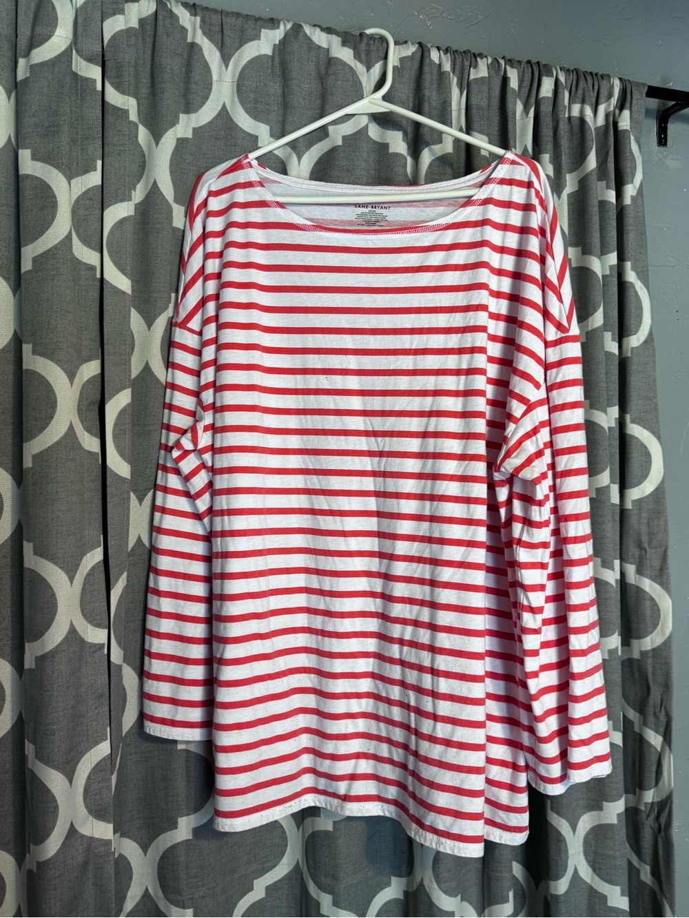 Lane Bryant White and Red Striped Tee